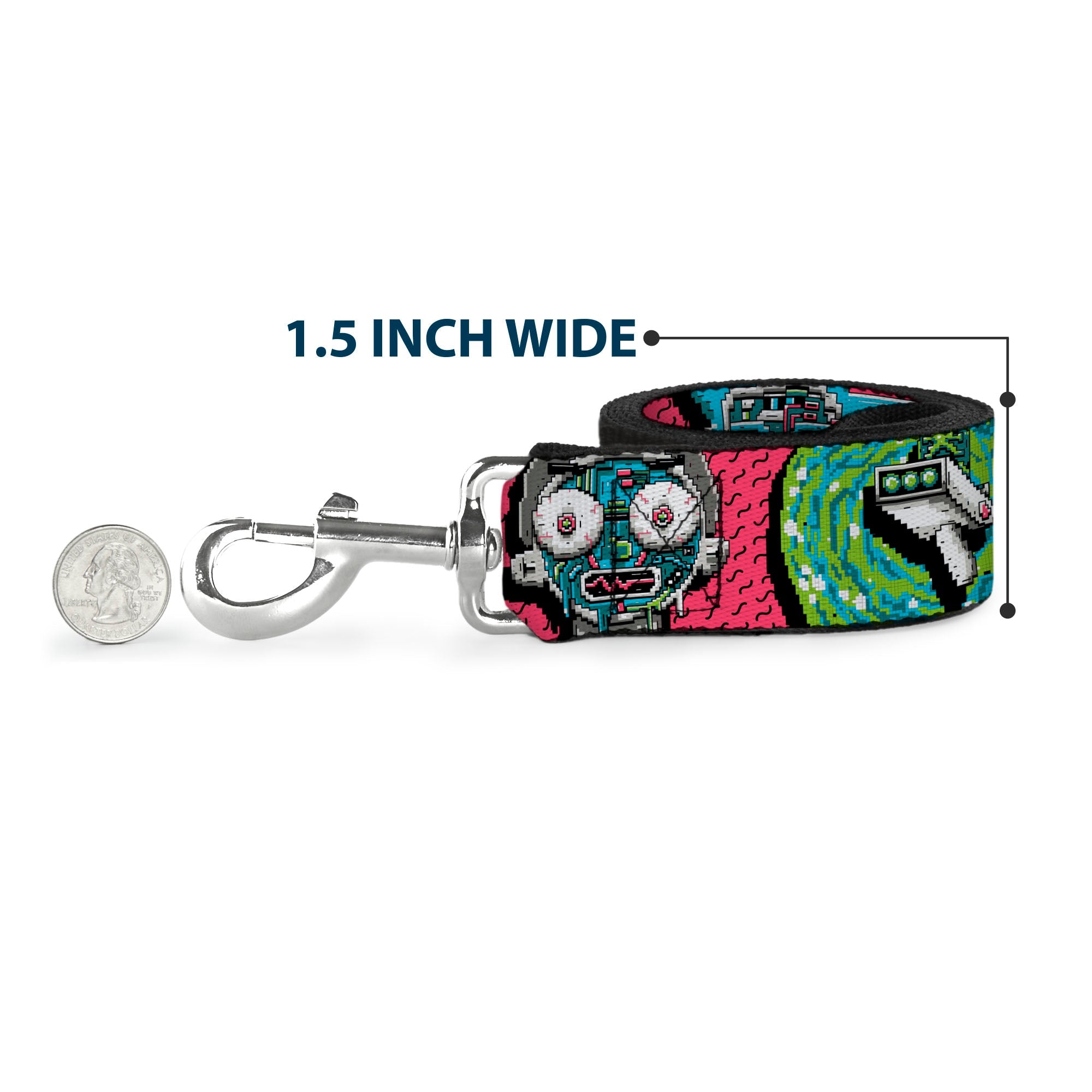 Dog Leash - Rick and Morty Circuit Faces/Portal Gun Pink