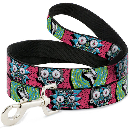 Dog Leash - Rick and Morty Circuit Faces/Portal Gun Pink