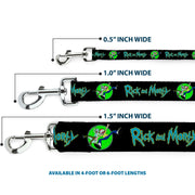 Dog Leash - RICK AND MORTY Title Logo and Portal Pose Black
