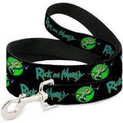 Dog Leash - RICK AND MORTY Title Logo and Portal Pose Black