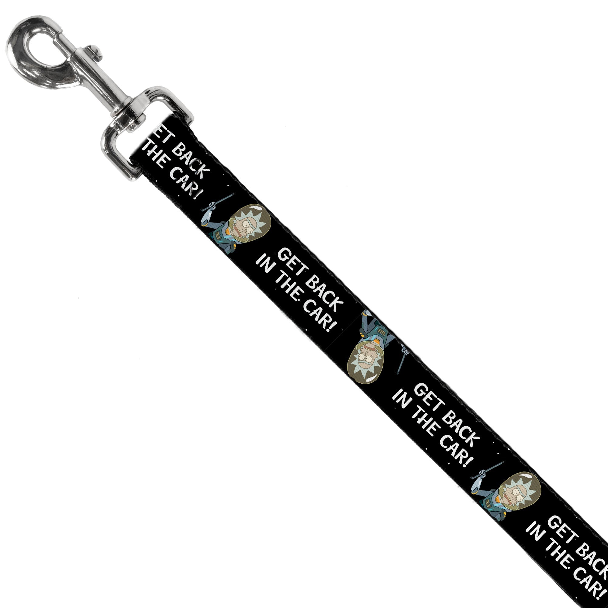 Dog Leash - Rick and Morty Rick GET BACK IN THE CAR Pose Black/White