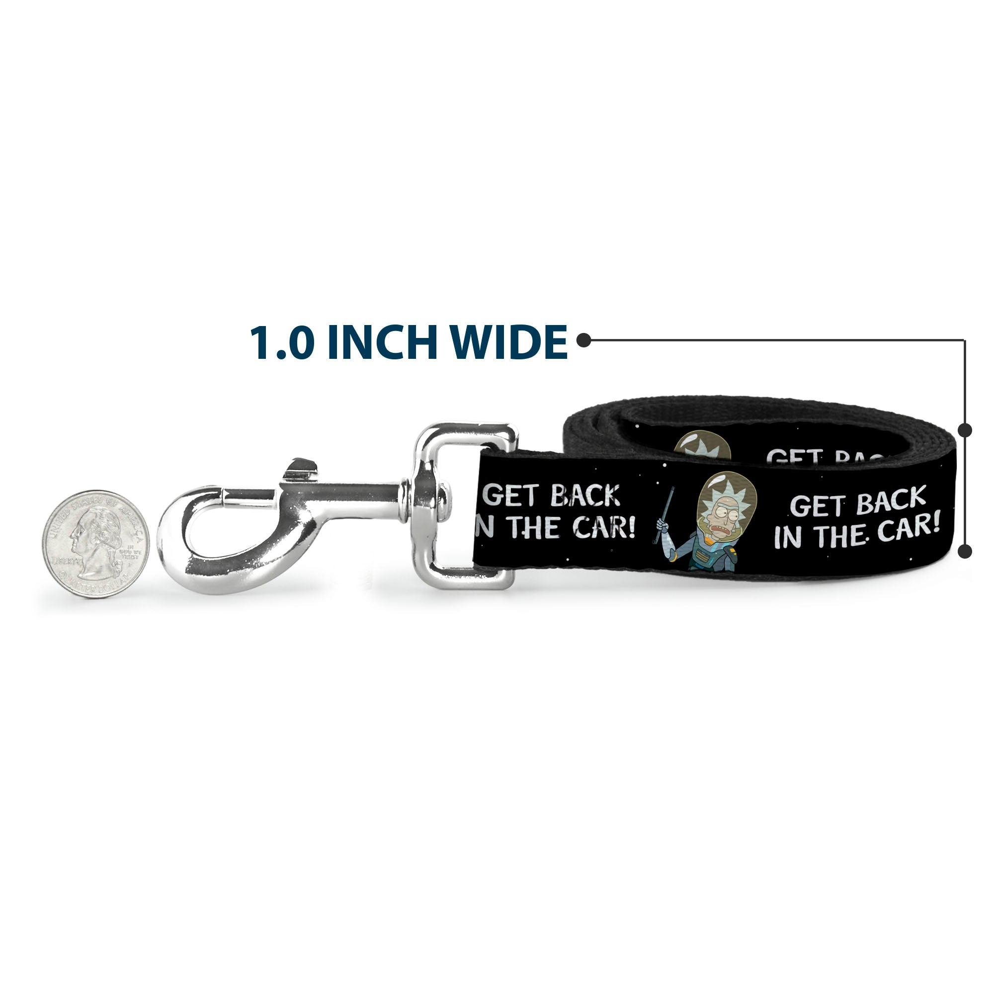 Dog Leash - Rick and Morty Rick GET BACK IN THE CAR Pose Black/White