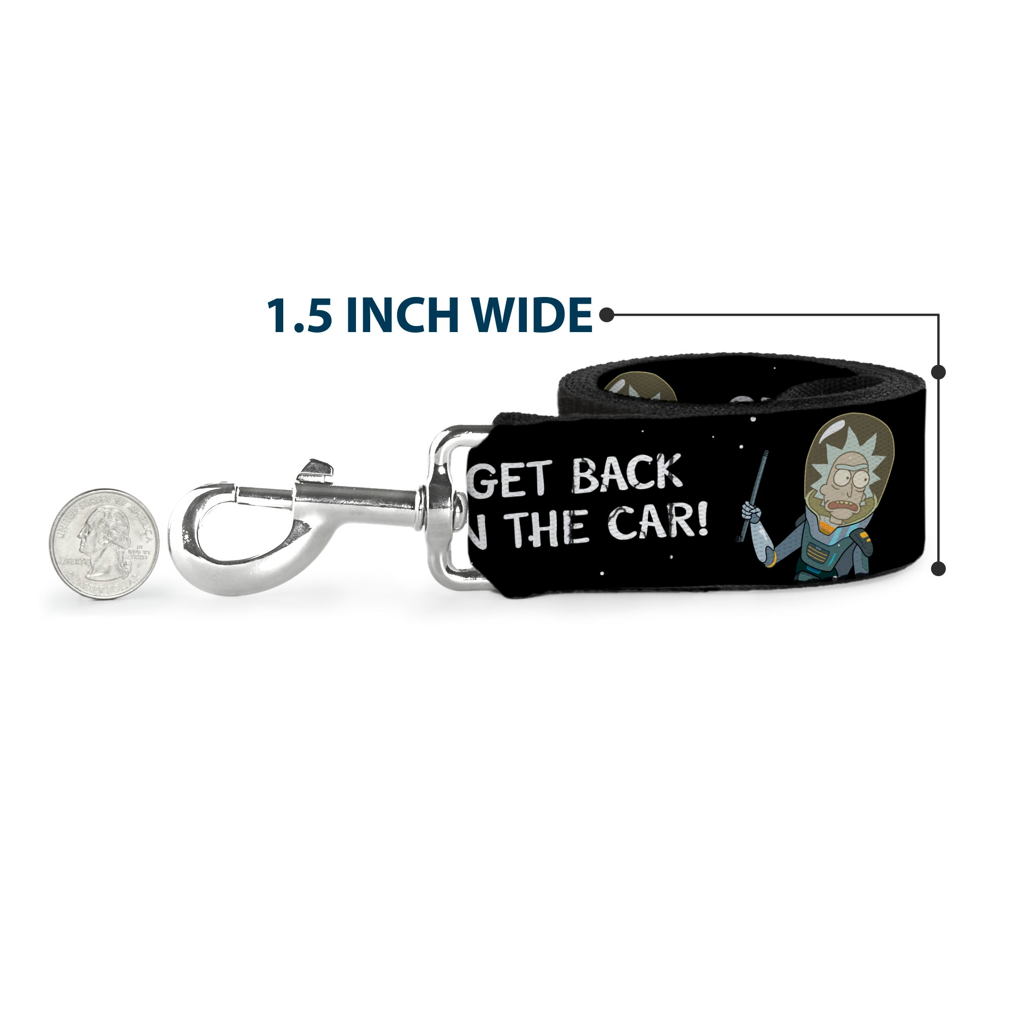 Dog Leash - Rick and Morty Rick GET BACK IN THE CAR Pose Black/White