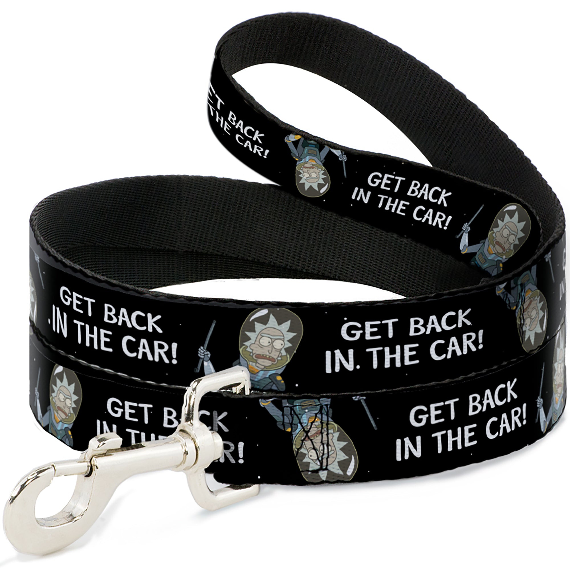 Dog Leash - Rick and Morty Rick GET BACK IN THE CAR Pose Black/White