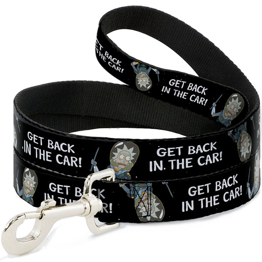 Dog Leash - Rick and Morty Rick GET BACK IN THE CAR Pose Black/White