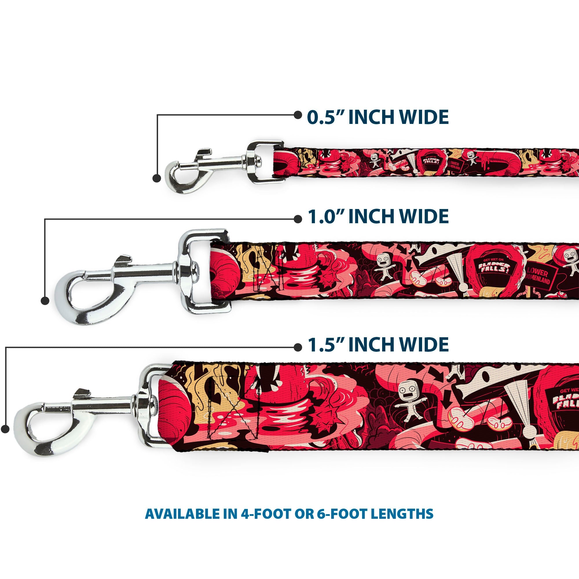 Dog Leash - Rick and Morty Anatomy Park Collage Reds/Black