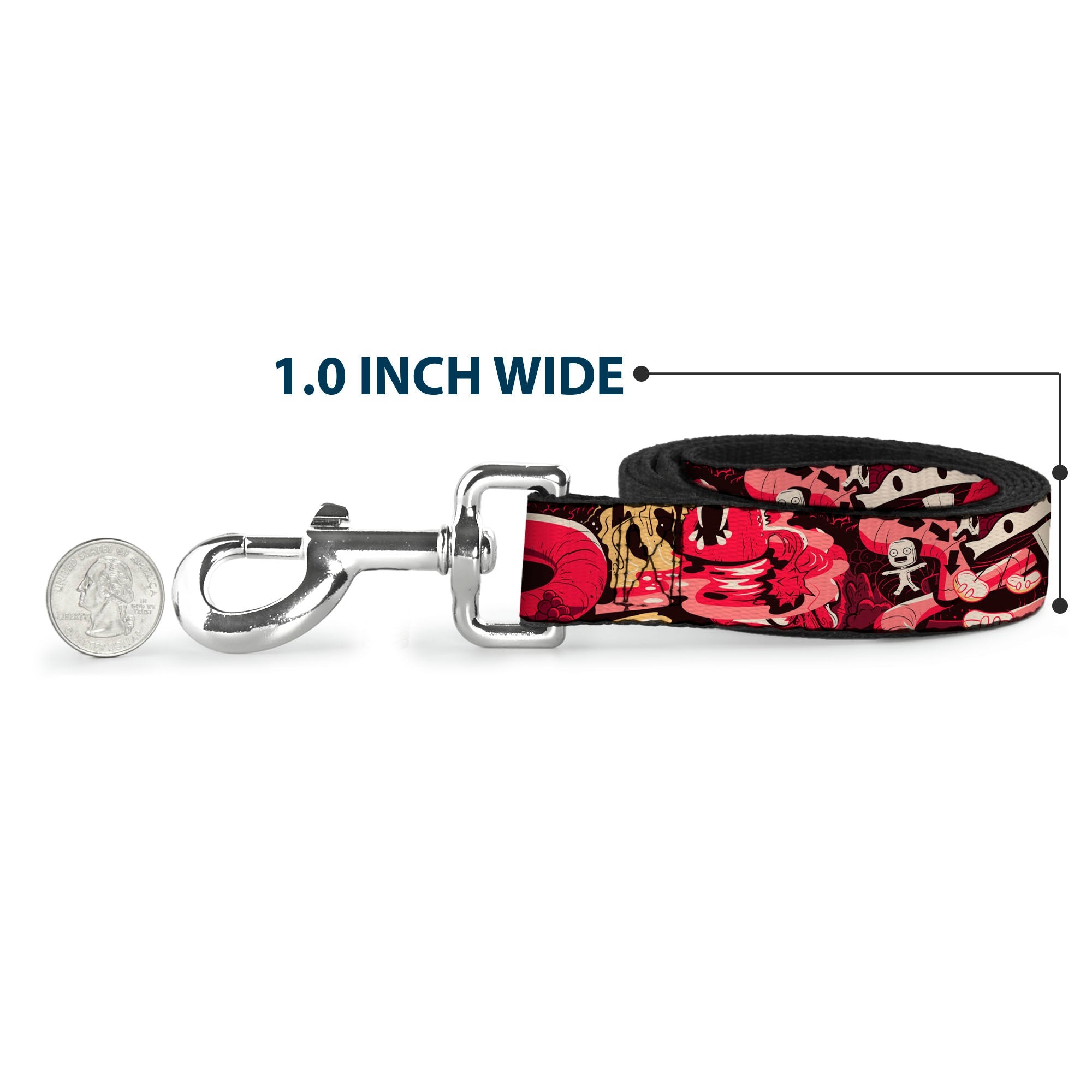 Dog Leash - Rick and Morty Anatomy Park Collage Reds/Black