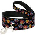 Load image into Gallery viewer, Dog Leash - Rick and Morty Vaporwave Expressions Scattered Black/Multi Color
