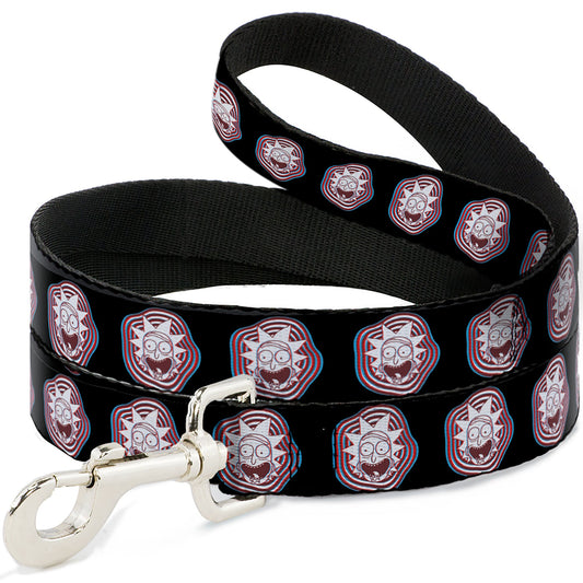 Dog Leash - Rick and Morty Rick Vaporwave Bullseye Black/Blue/Red/White