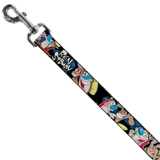 Dog Leash - REN & STIMPY Poses Black/Blue/Yellow