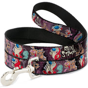 Dog Leash - REN & STIMPY Poses Text Purples