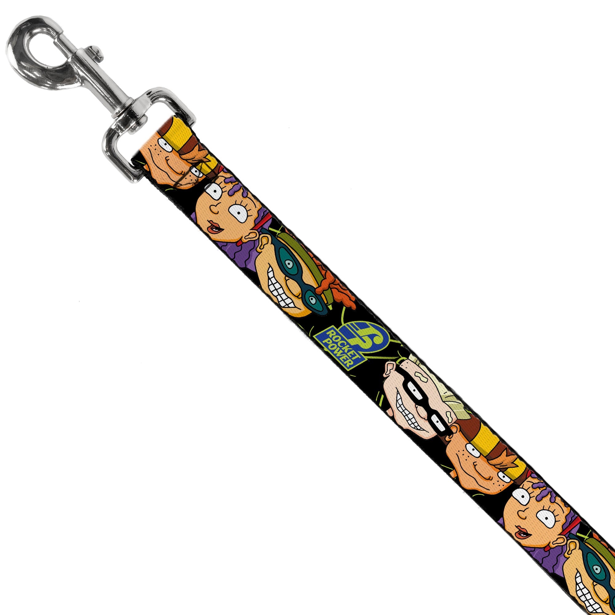 Dog Leash - ROCKET POWER RP Logo/4-Character Faces CLOSE-UP Black/Green/Blue