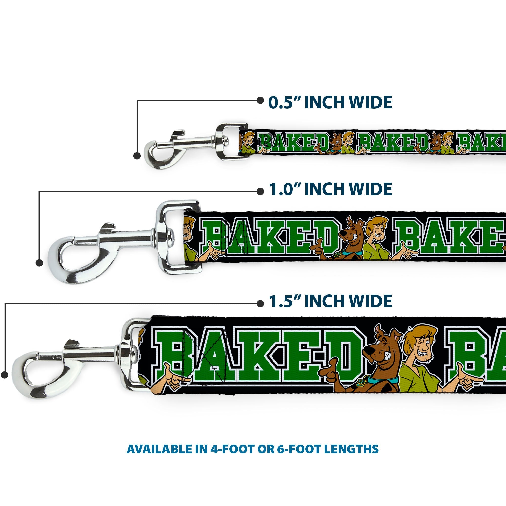 Dog Leash - Scooby Doo & Shaggy Pose/BAKED Black/Green
