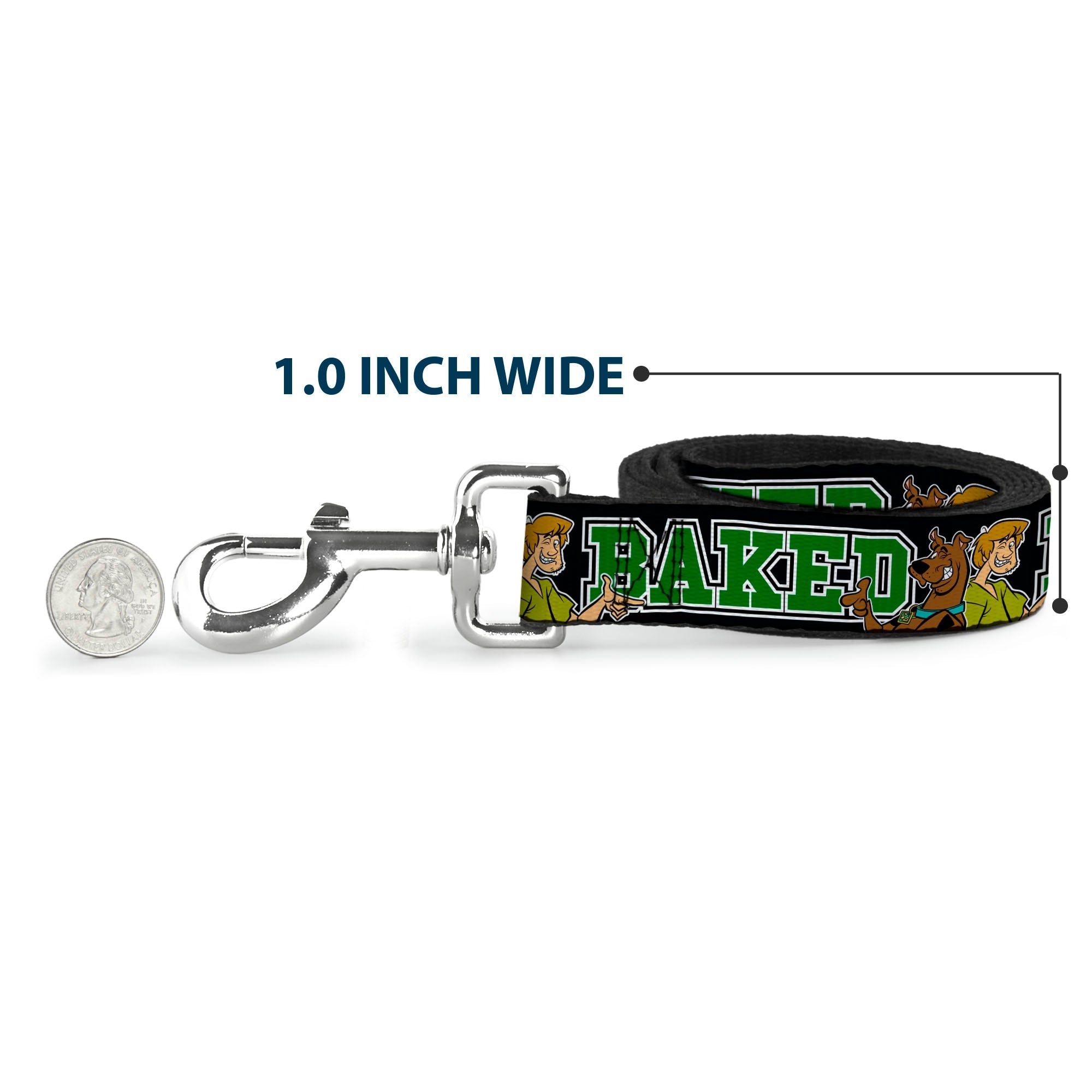 Dog Leash - Scooby Doo & Shaggy Pose/BAKED Black/Green