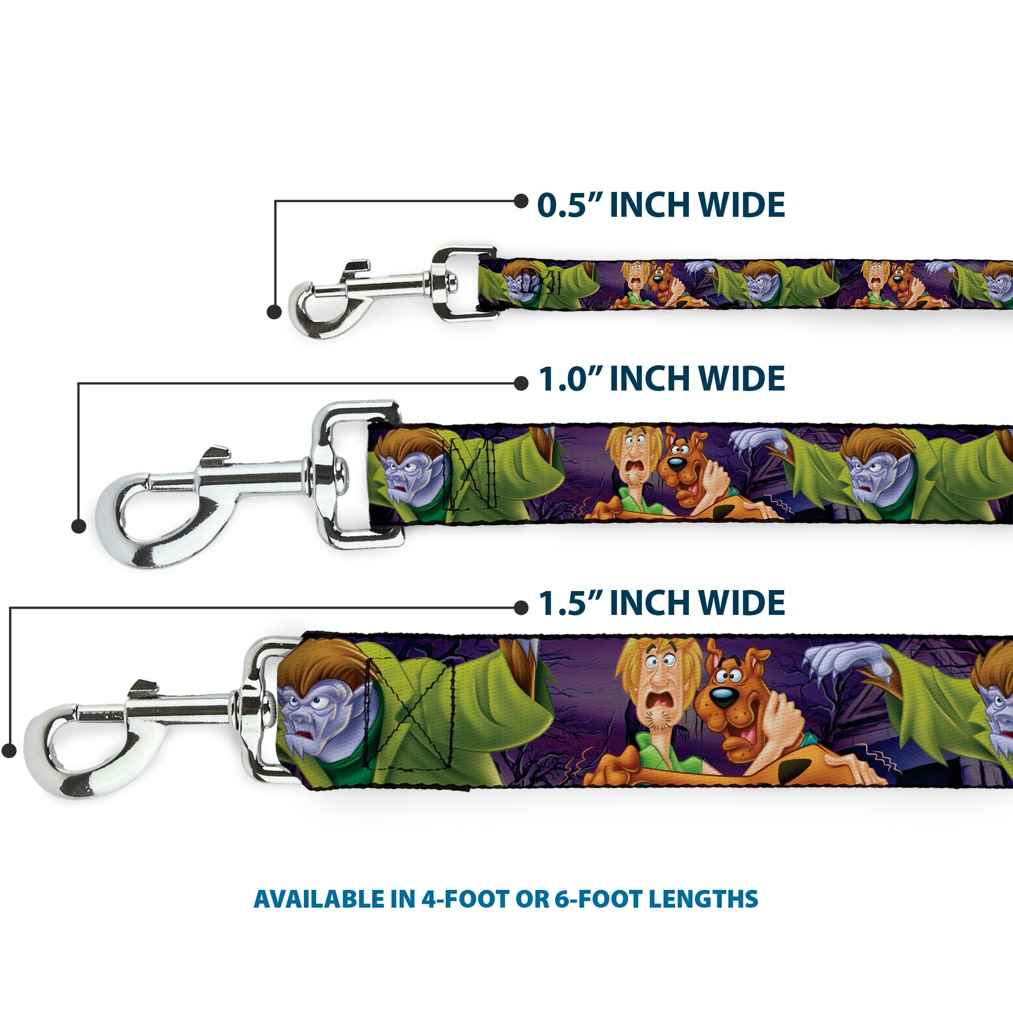Dog Leash - Scooby & Shaggy Hugging w/Werewolf Man Purple