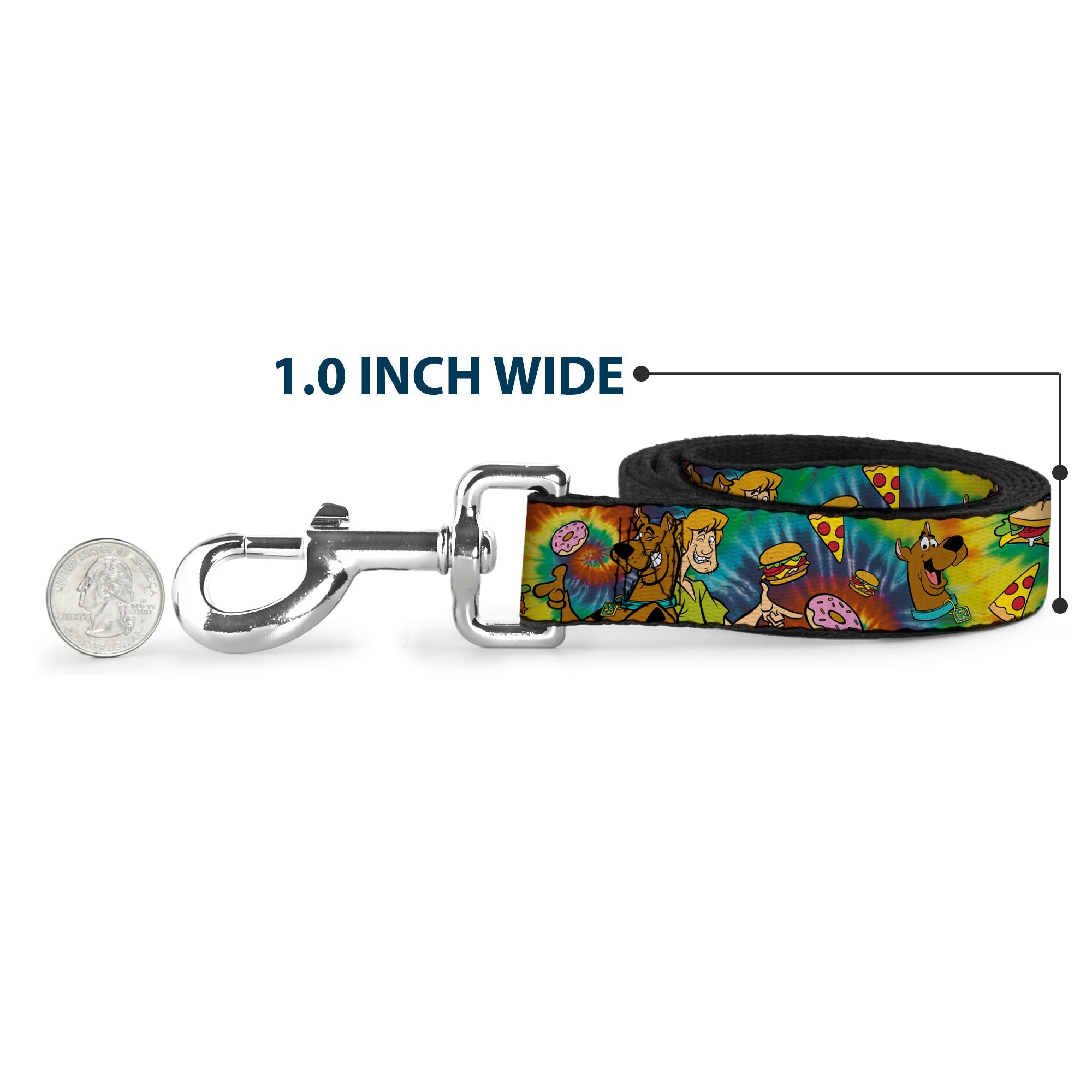 Dog Leash - Scooby Doo and Shaggy Poses/Munchies Tie Dye Multi Color