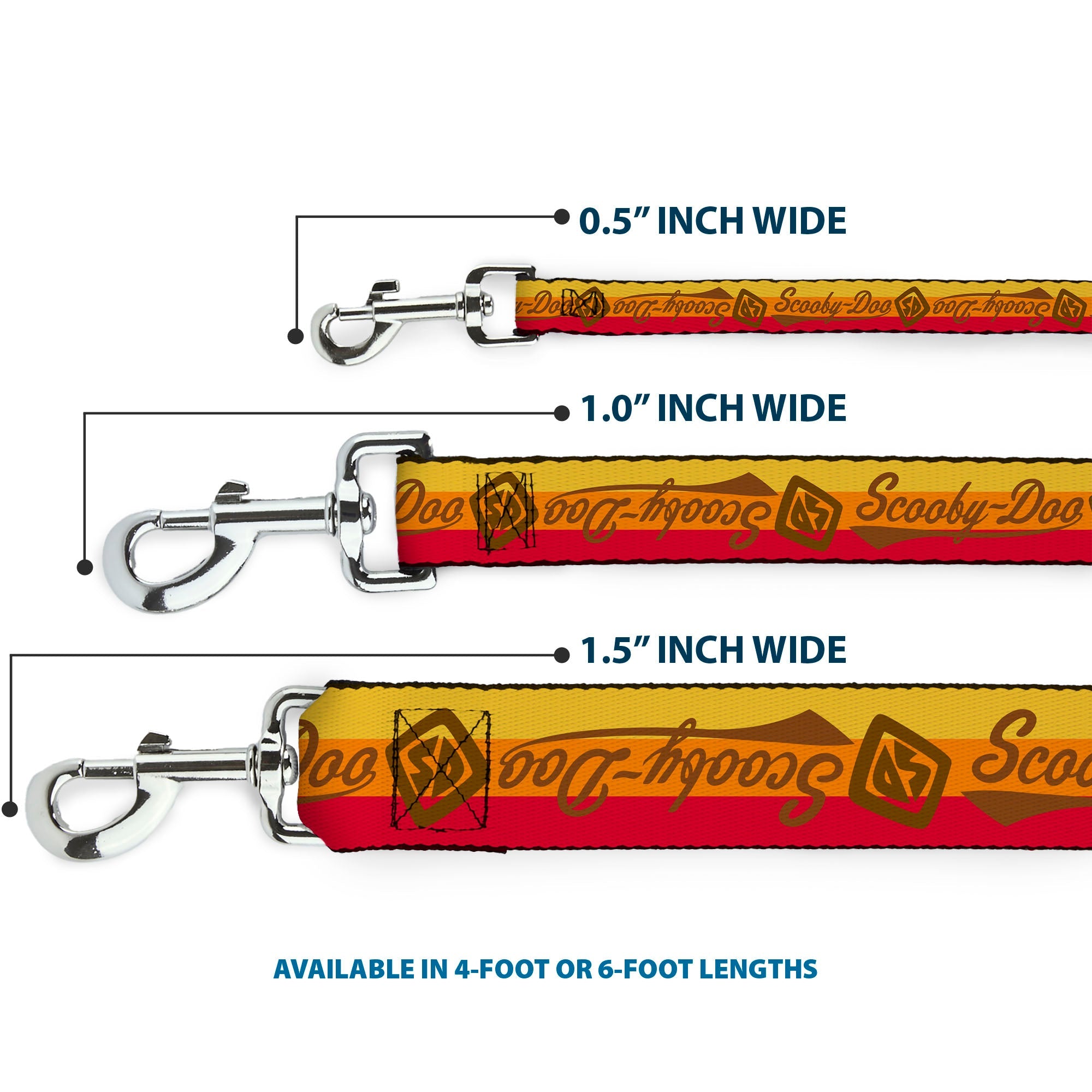 Dog Leash - SCOOBY-DOO Script/SD Icon Stripe Yellow/Orange/Red/Brown