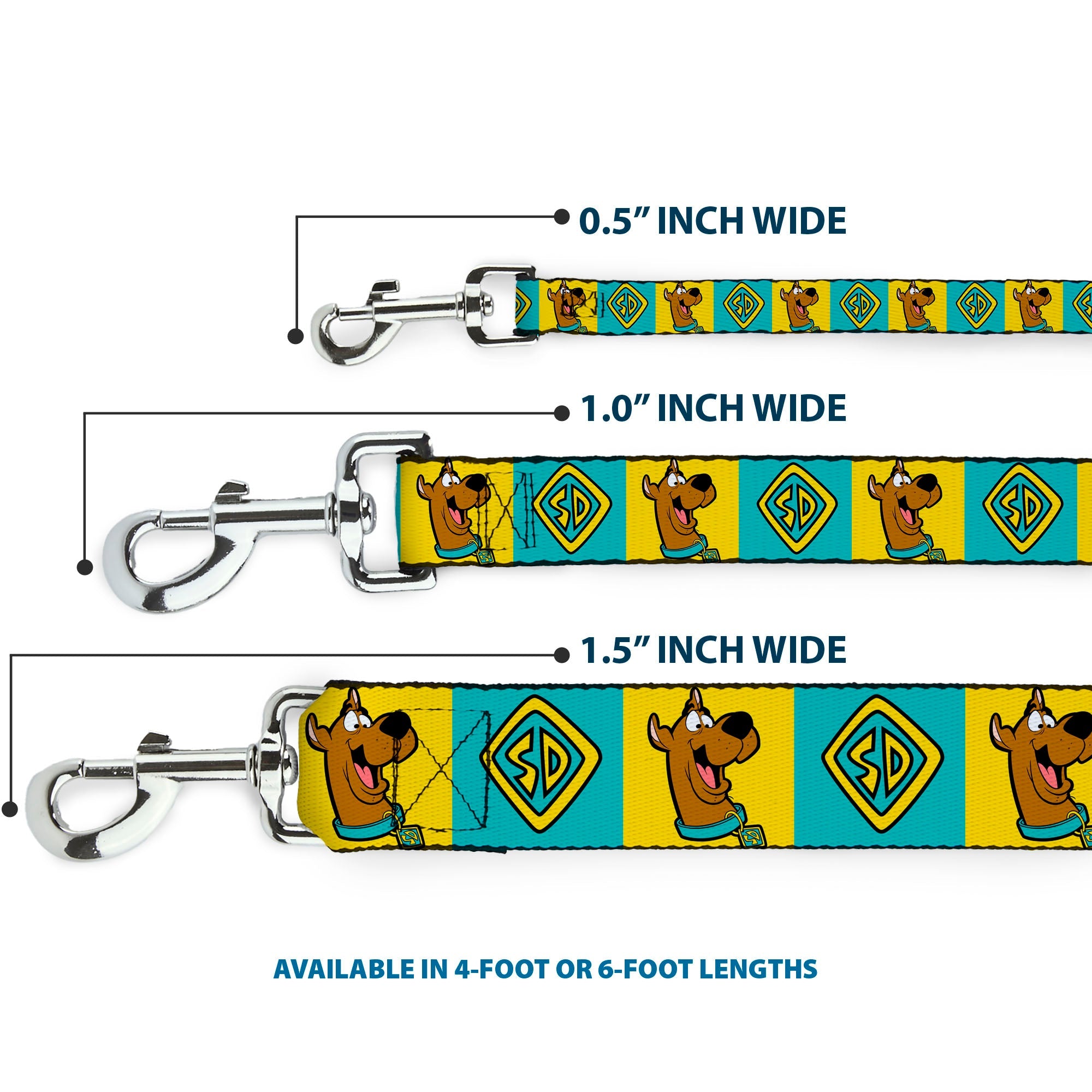 Dog Leash - Scooby Doo Pose and Dog Tag Blocks Yellow/Blue