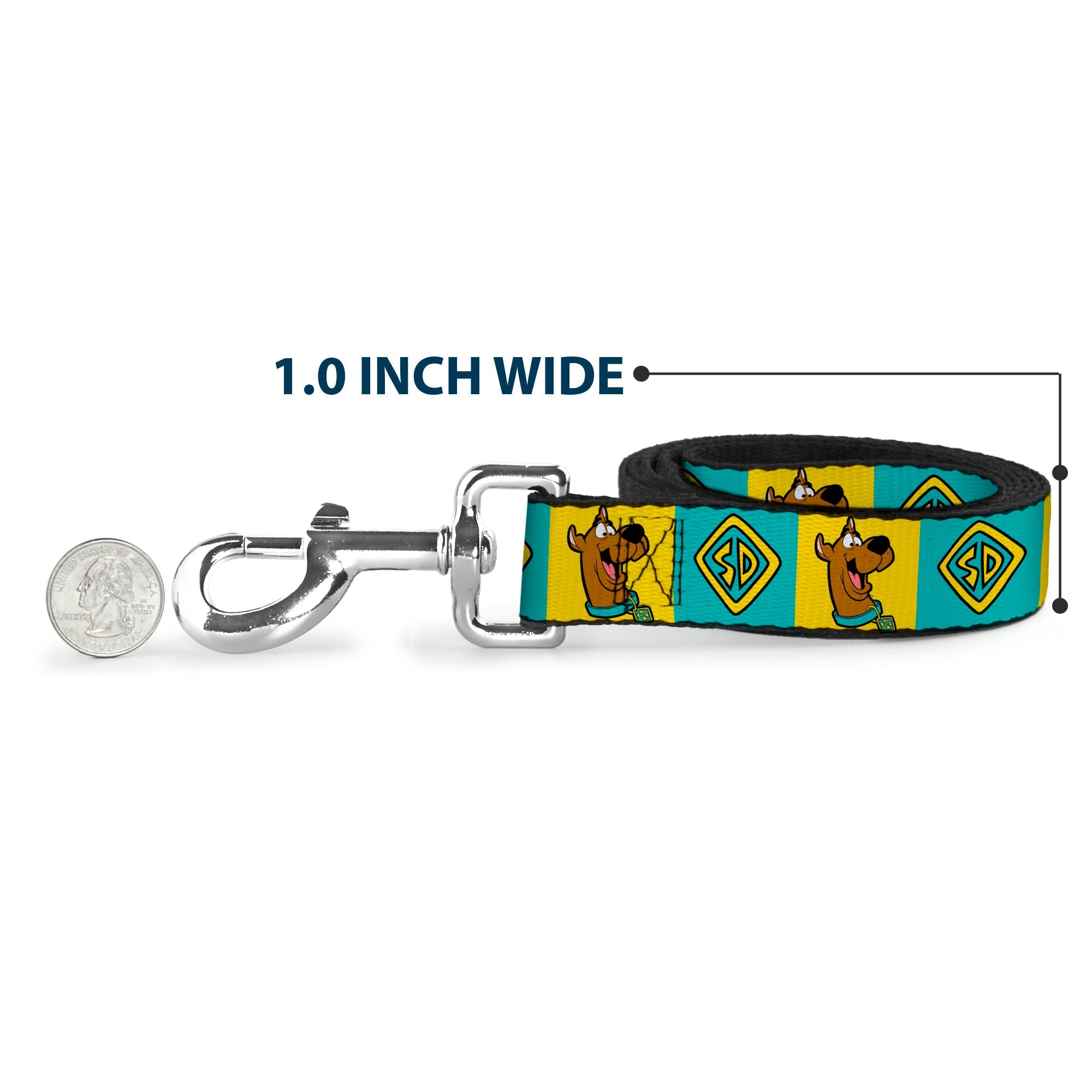 Dog Leash - Scooby Doo Pose and Dog Tag Blocks Yellow/Blue