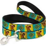 Dog Leash - Scooby Doo Pose and Dog Tag Blocks Yellow/Blue