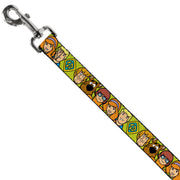 Dog Leash - Scooby Doo Character Faces Close-Up Green