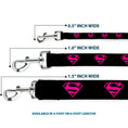 Load image into Gallery viewer, Dog Leash - Superman Shield Black/Hot Pink
