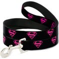 Load image into Gallery viewer, Dog Leash - Superman Shield Black/Hot Pink
