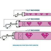 Dog Leash - Superman Shield Pink
