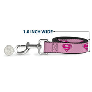 Dog Leash - Superman Shield Pink
