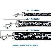 Dog Leash - Superman Shield Splatter Black/White