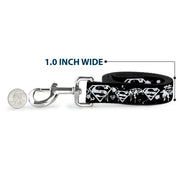 Dog Leash - Superman Shield Splatter Black/White