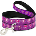 Load image into Gallery viewer, Dog Leash - Superman Logo in Heart Purple/White/Pink

