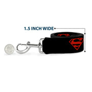 Dog Leash - Superboy Shield Black/Red