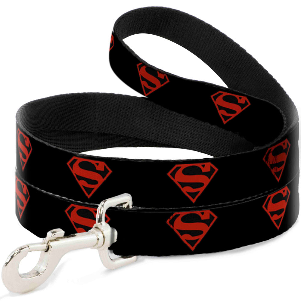 Dog Leash - Superboy Shield Black/Red