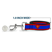 Dog Leash - Superman Shield/Stripe Red/Blue