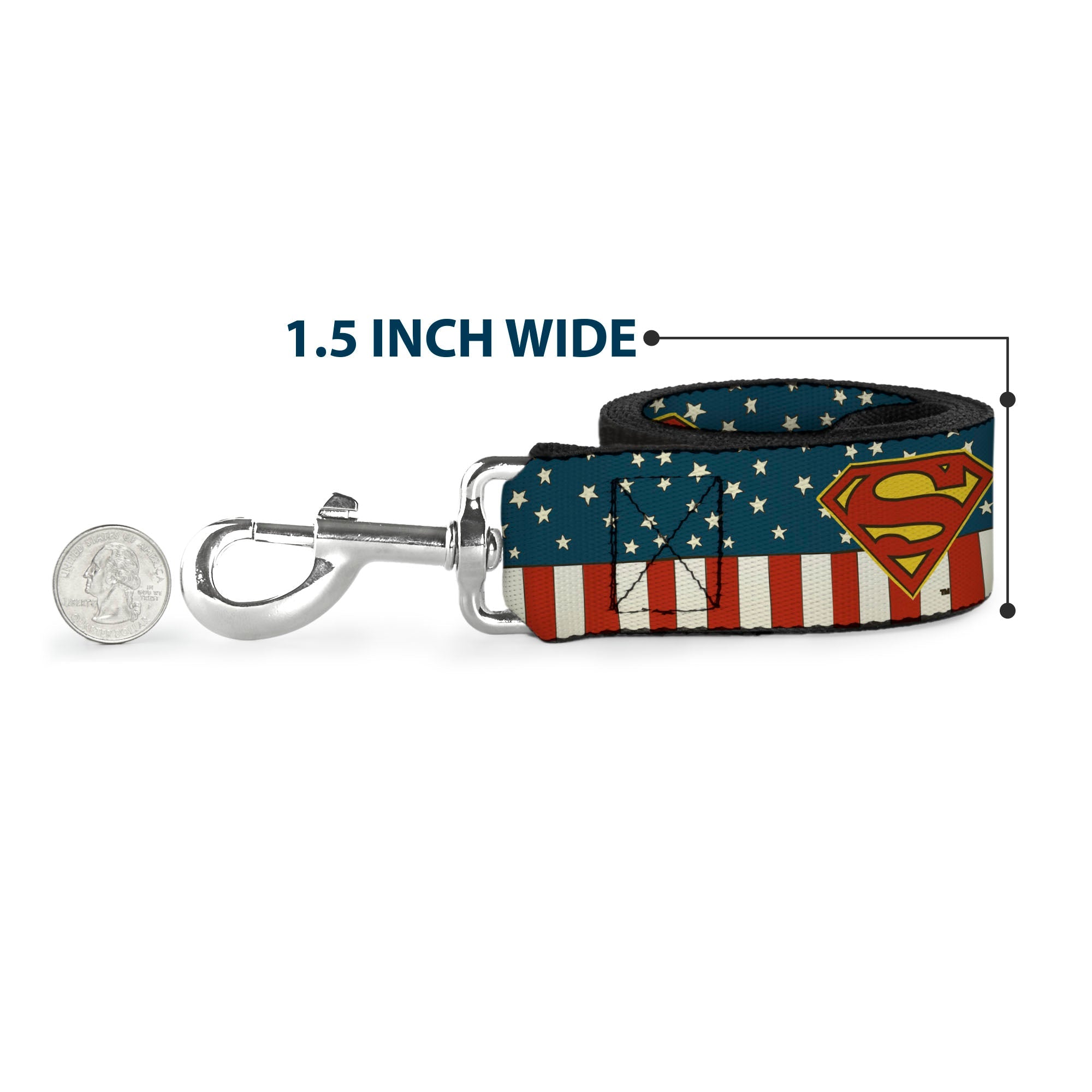 Dog Leash - Superman Shield Americana Red/White/Blue/Yellow