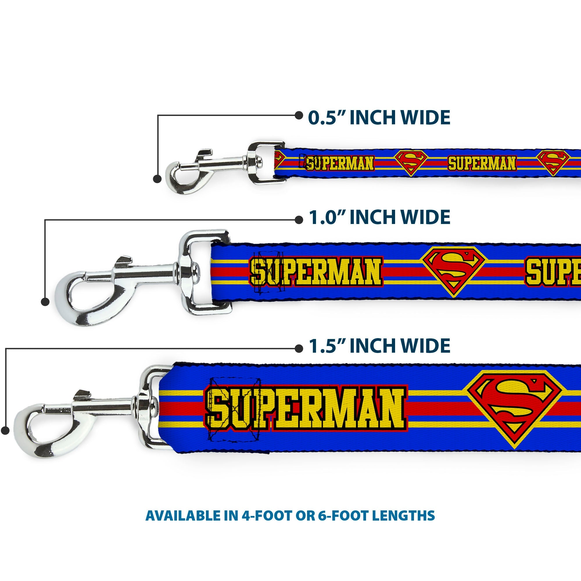 Dog Leash - SUPERMAN/Shield Stripe Blue/Yellow/Red