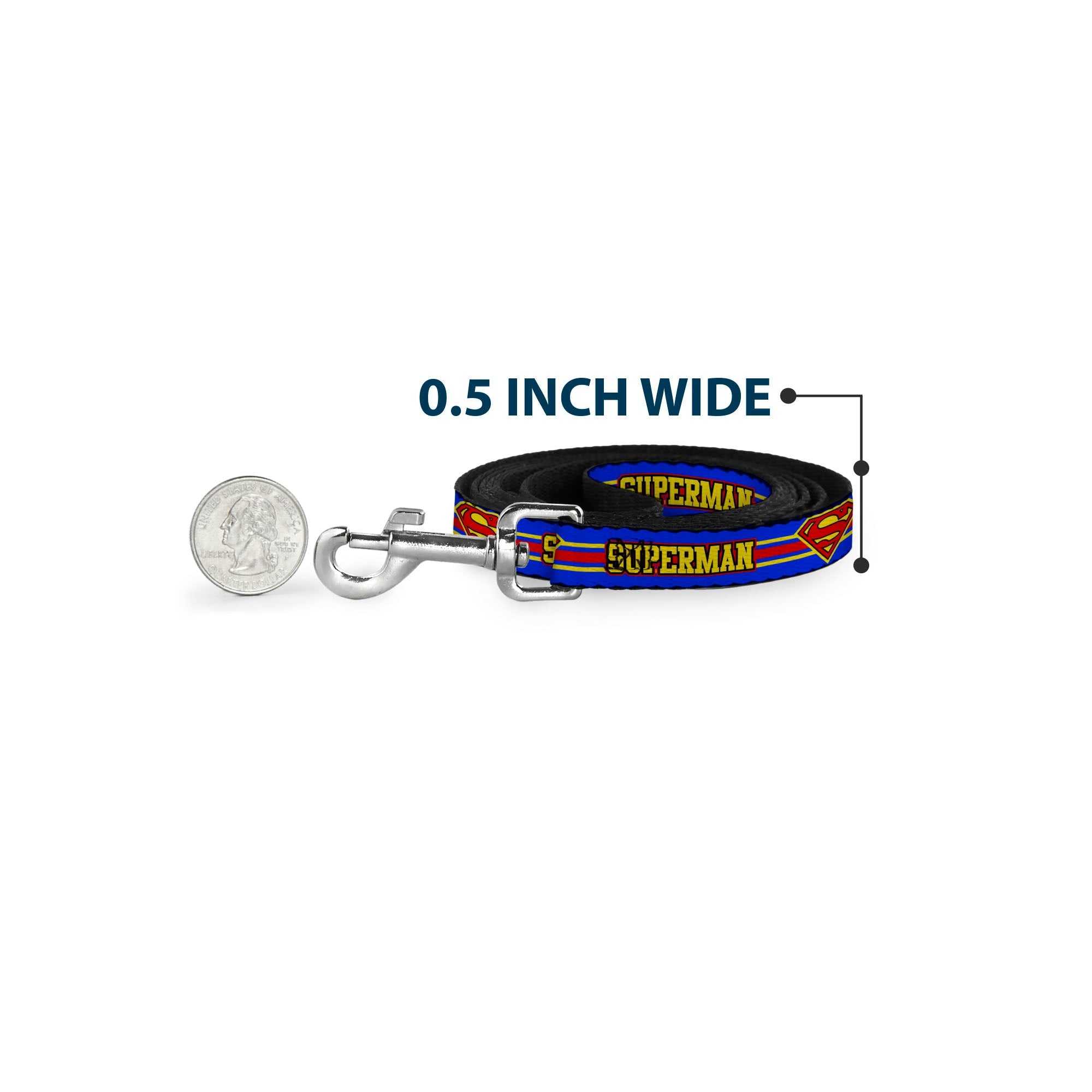 Dog Leash - SUPERMAN/Shield Stripe Blue/Yellow/Red