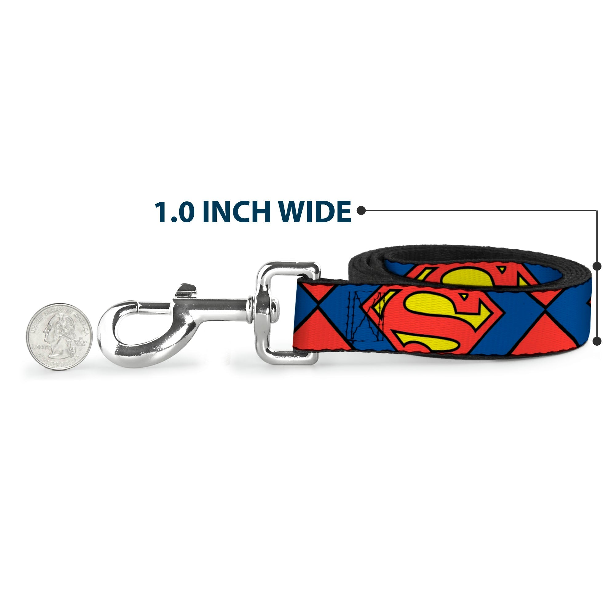 Dog Leash - Superman Shield CLOSE-UP Blue/Red/Yellow