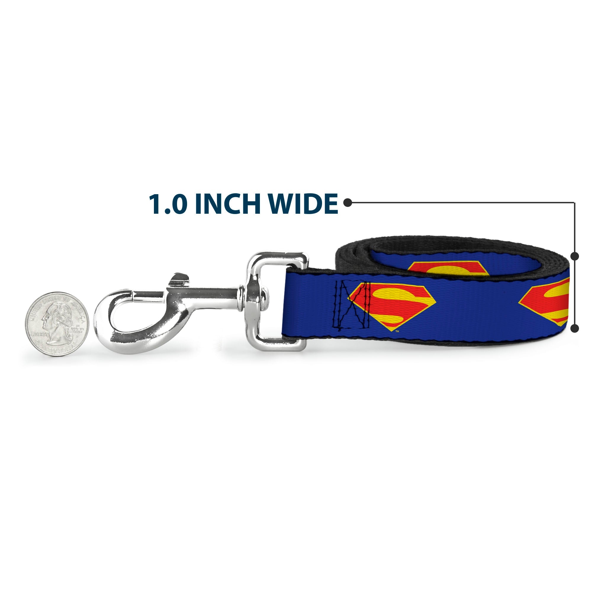 Dog Leash - DC League of Super-Pets Superman Shield Logo Blue/Red/Yellow