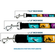 Dog Leash - Supernatural SAVING PEOPLE-HUNTING THINGS-FAMILY BUSINESS Blocks Black/Teal/Gold/Purple/White