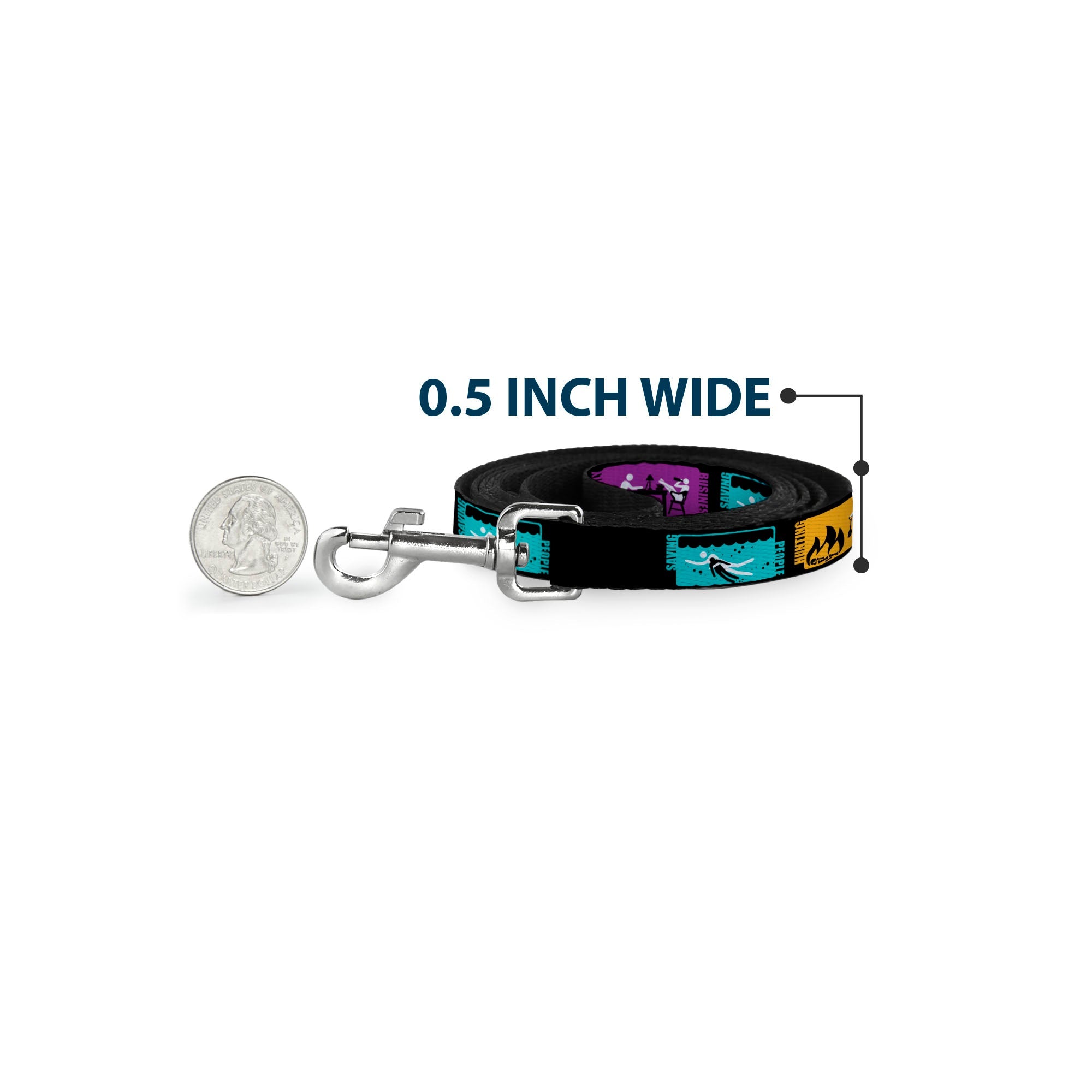 Dog Leash - Supernatural SAVING PEOPLE-HUNTING THINGS-FAMILY BUSINESS Blocks Black/Teal/Gold/Purple/White