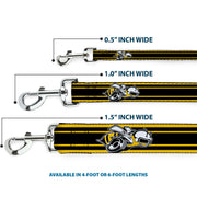 Dog Leash - SUPER BEE Logo/Stripes Black/Yellow/White