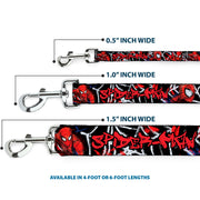 Dog Leash - SPIDER-MAN/3-Poses/Spider Web Sketch Black/White/Red