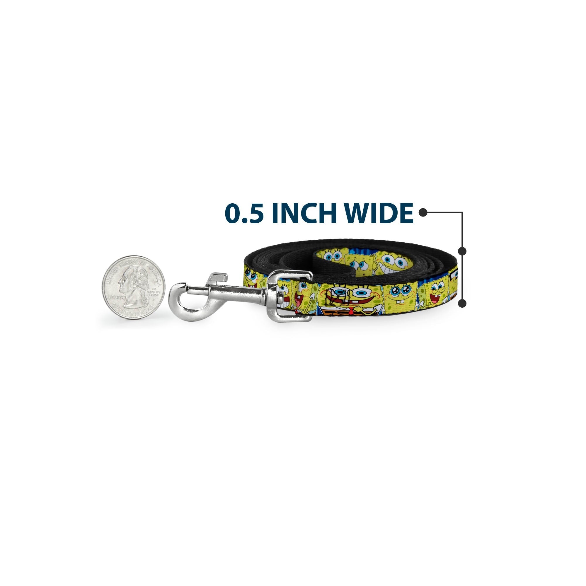 Dog Leash - SpongeBob Expressions Stripe Blue