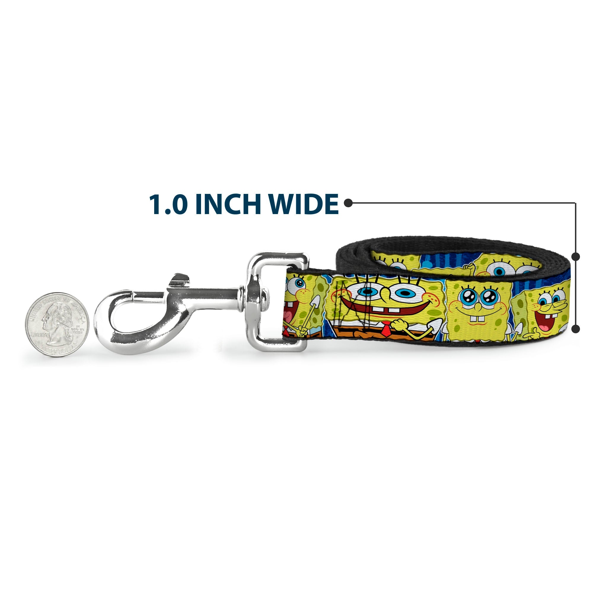 Dog Leash - SpongeBob Expressions Stripe Blue