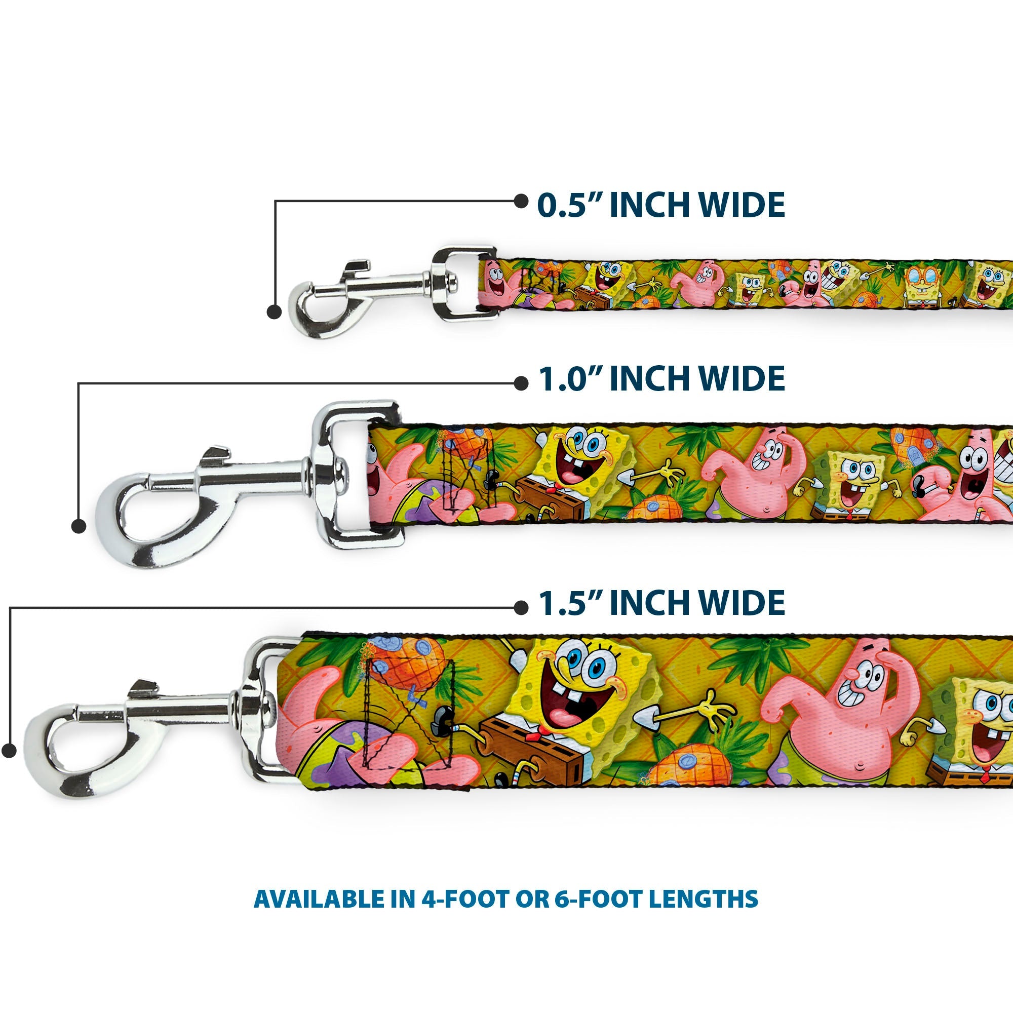 Dog Leash - SpongeBob & Patrick Starfish Poses Pineapple Gold