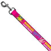 Dog Leash - Patrick Starfish Pose BUBBLES MAKE PEOPLE HAPPY Pink/Yellow/White/Blue