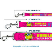 Dog Leash - Patrick Starfish Pose BUBBLES MAKE PEOPLE HAPPY Pink/Yellow/White/Blue