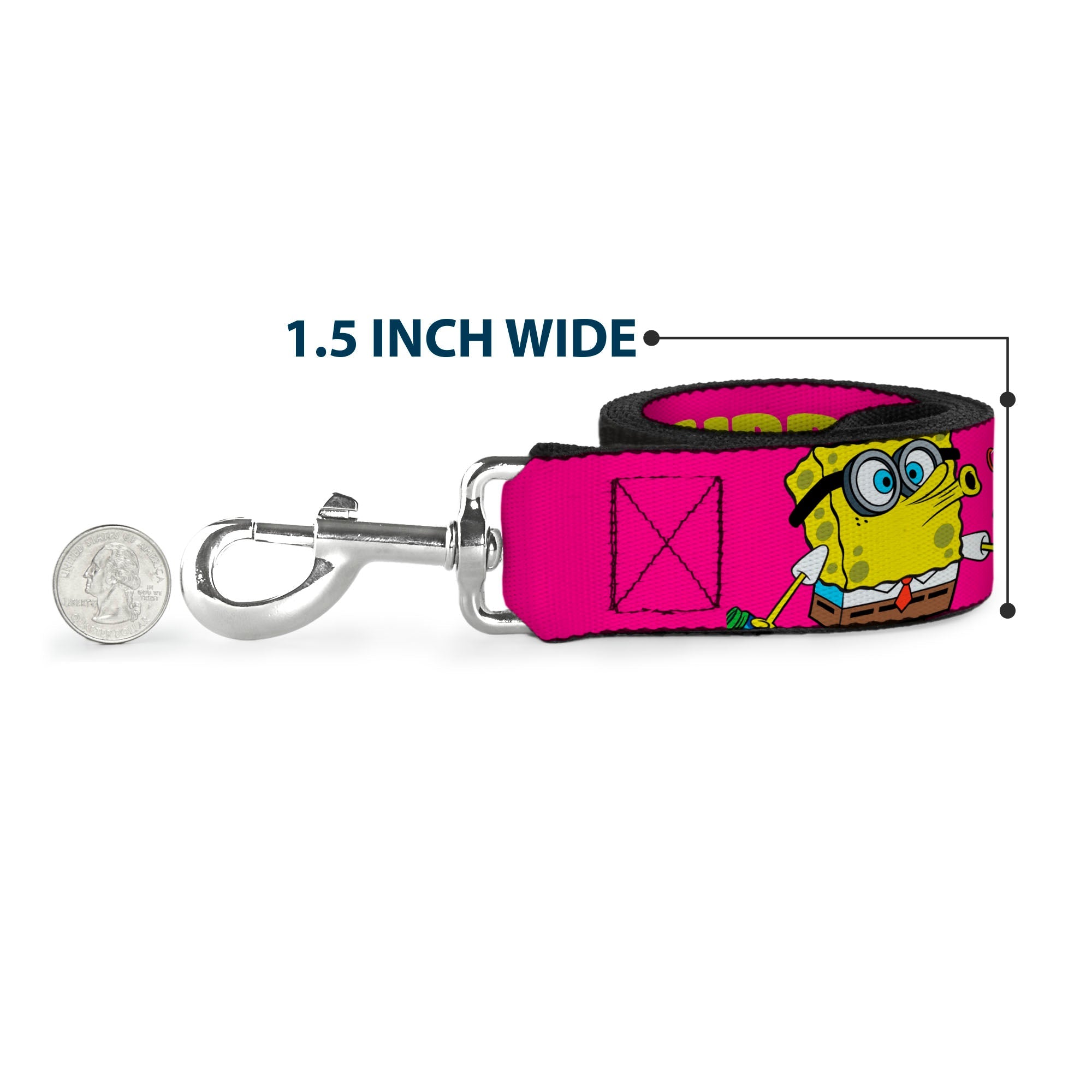 Dog Leash - Patrick Starfish Pose BUBBLES MAKE PEOPLE HAPPY Pink/Yellow/White/Blue